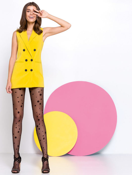 Collant nero fantasia a pois 20 den Giny Collant nero fantasia a pois 20 den Giny