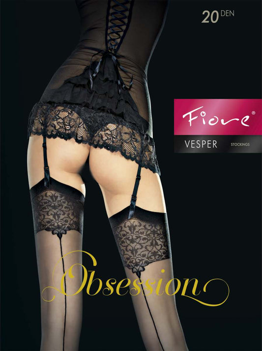 Calze velate da reggicalze con riga posteriore 20 den Vesper Calze velate da reggicalze con riga posteriore 20 den Vesper