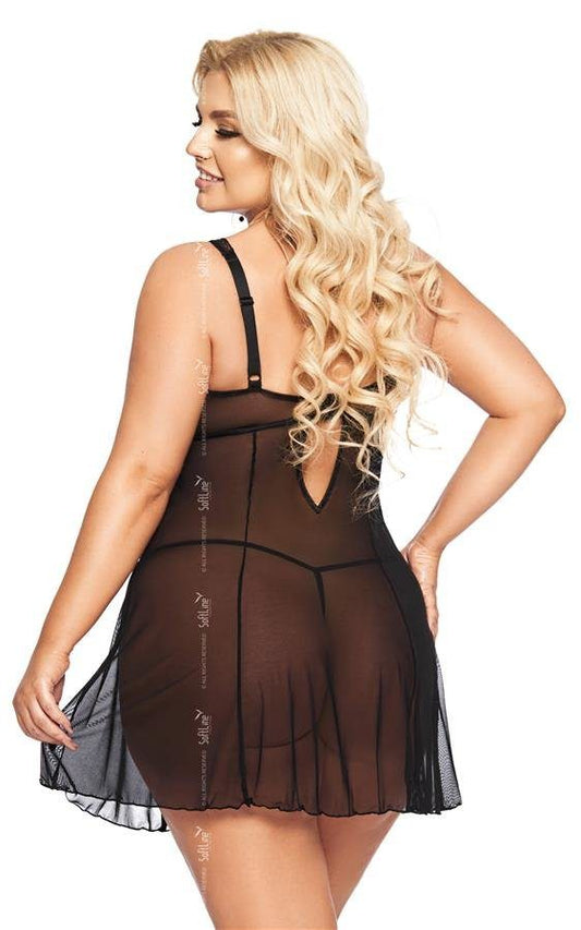 Sottoveste plus size tulle e pizzo nero Berta taglie comode Sottoveste plus size tulle e pizzo nero Berta taglie comode