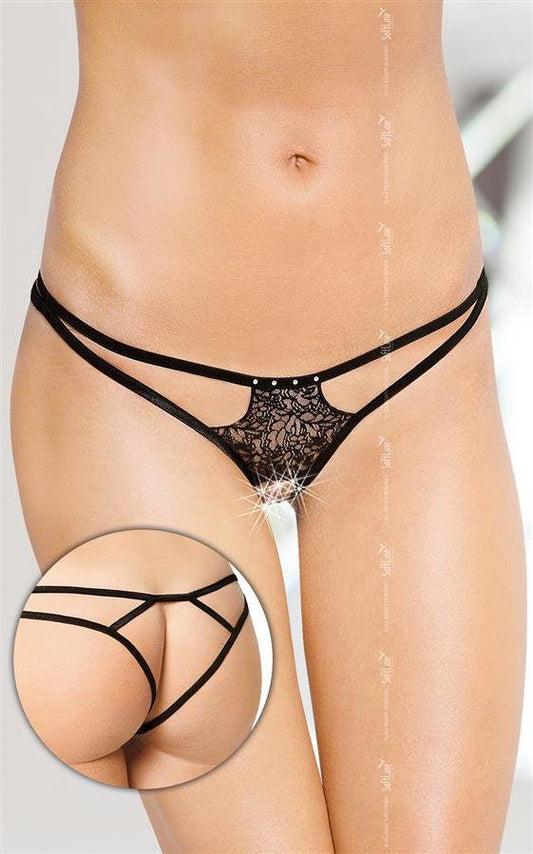 Mutandina nera aperta con strass Mutandina nera aperta con strass