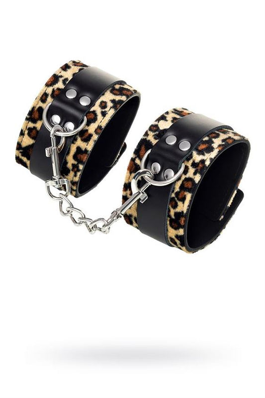 Cavigliere in simil pelle e tessuto leopardato con catena Cavigliere in simil pelle e tessuto leopardato con catena