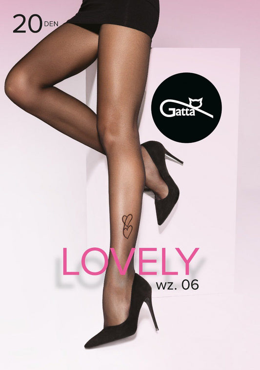 Collant velato fantasia cuori 20 den Lovely 06 taglie plus Collant velato fantasia cuori 20 den Lovely 06 taglie plus