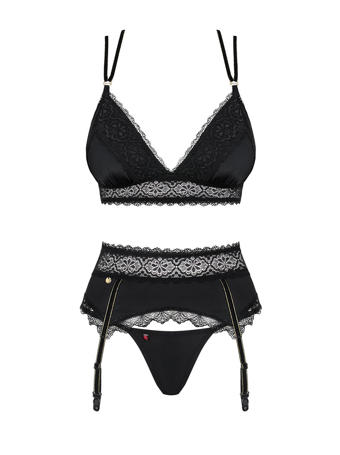 Completo intimo in pizzo nero 3 pz Lolitte