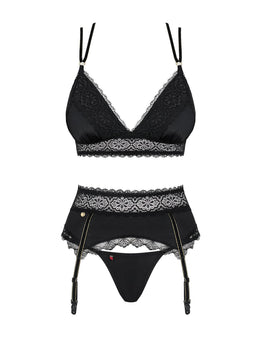 Completo intimo in pizzo nero 3 pz Lolitte