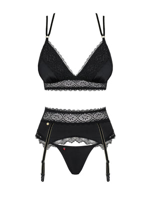 Completo intimo in pizzo nero 3 pz Lolitte