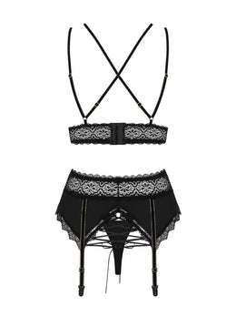 Completo intimo in pizzo nero 3 pz Lolitte