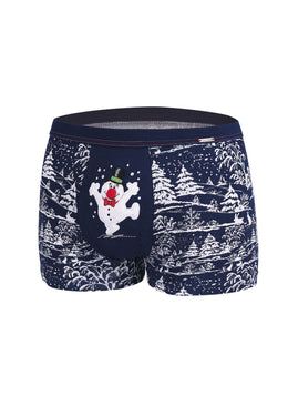 Boxer da uomo natalizio fantasia Pupazzo di neve