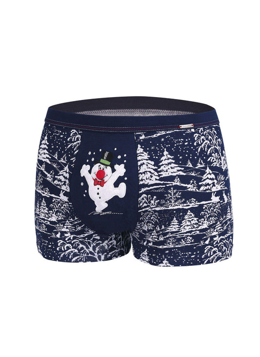 Boxer da uomo natalizio fantasia Pupazzo di neve