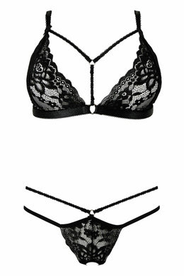 Completo intimo in pizzo nero con stringhe 2 pz Alcyone curvy
