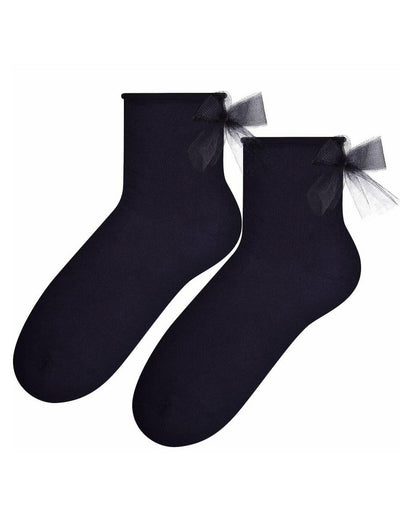 Calzini donna in cotone con fiocco in tulle