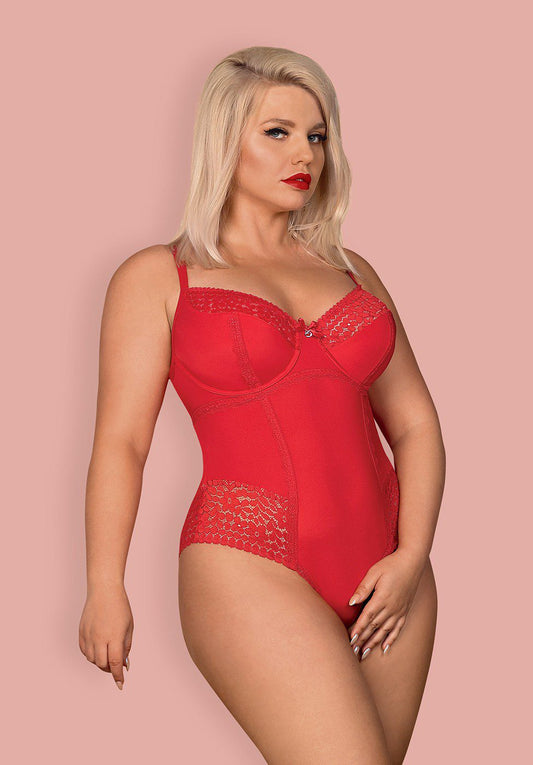 Body in pizzo rosso con coppe grandi imbottite Jolierose