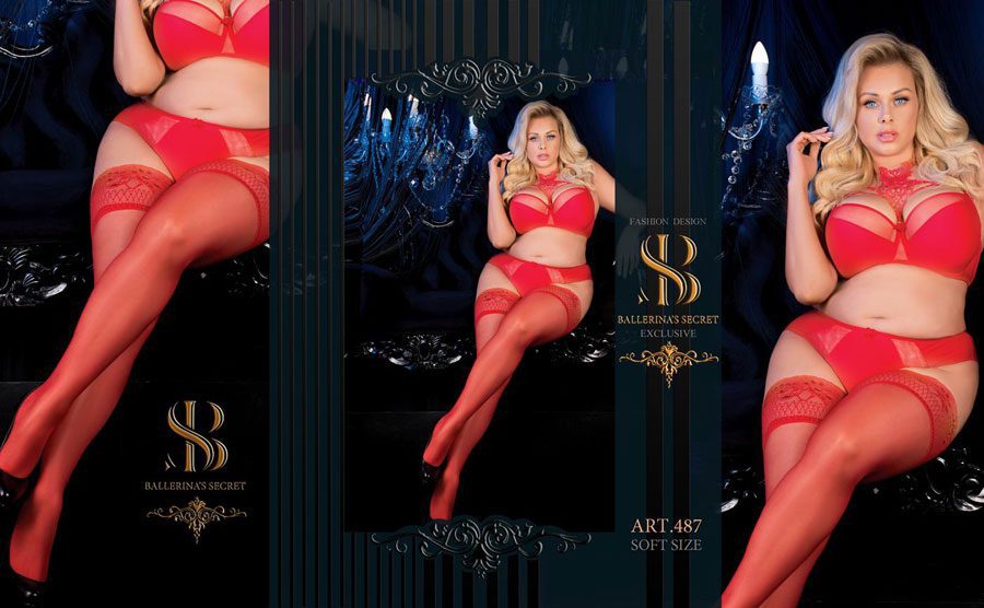 Autoreggenti rosse XXL 20 den Art. 487 taglie comode