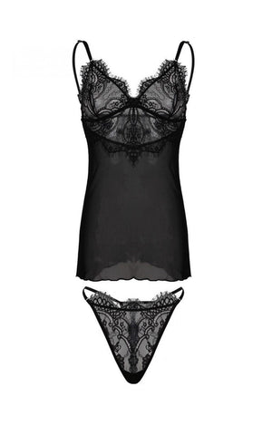 Sottoveste in tulle e pizzo nero smerlato
