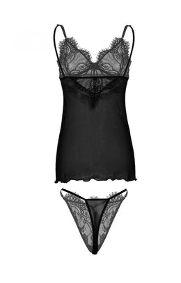 Sottoveste in tulle e pizzo nero smerlato
