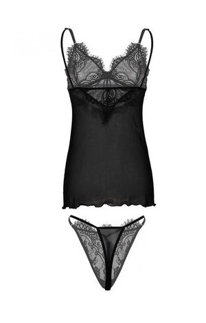 Sottoveste in tulle e pizzo nero smerlato