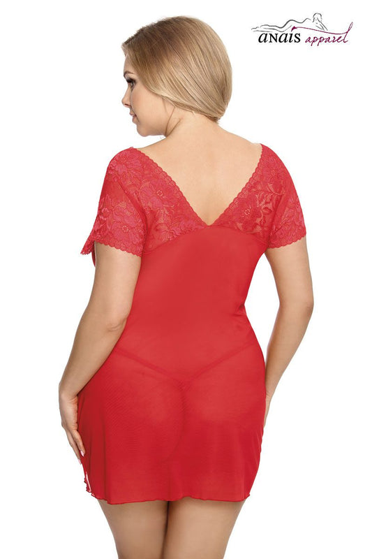 Babydoll curvy in tulle e pizzo rosso fino alla 4XL Sydney