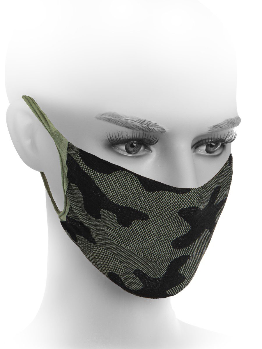 Mascherina lavabile in microfibra Oeko-tex fantasia militare