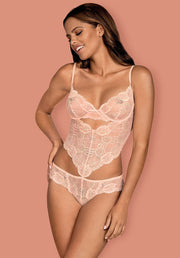 Body in pizzo ricamato rosa Alluria