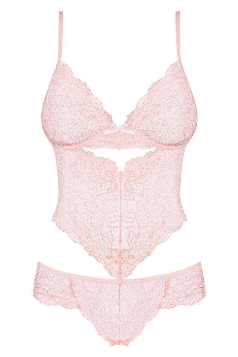 Body in pizzo ricamato rosa Alluria