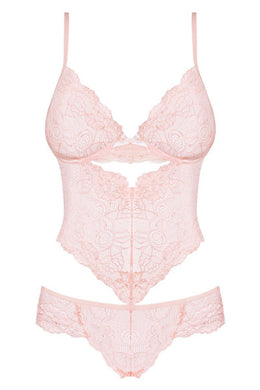Body in pizzo ricamato rosa Alluria