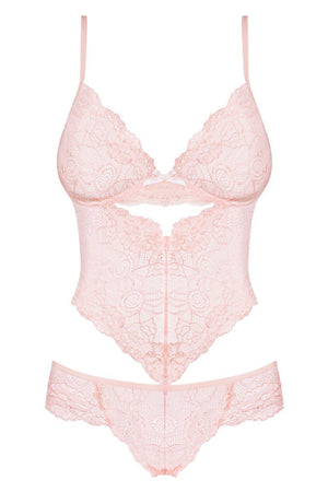 Body in pizzo ricamato rosa Alluria