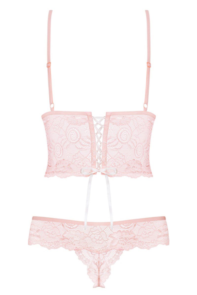 Body in pizzo ricamato rosa Alluria