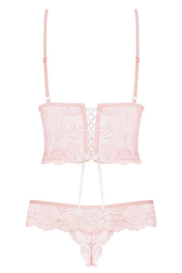 Body in pizzo ricamato rosa Alluria