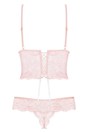 Body in pizzo ricamato rosa Alluria