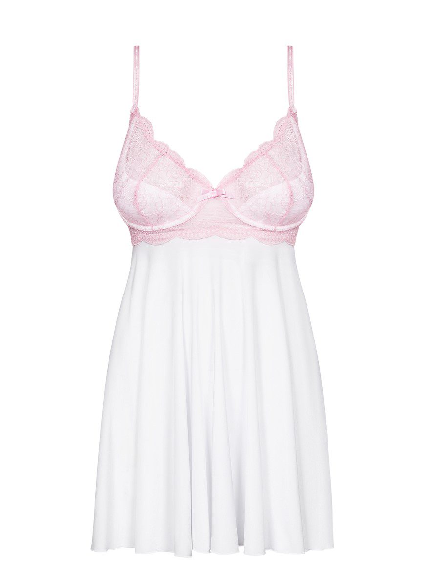 Babydoll con coppe grandi imbottite in pizzo rosa Girlly