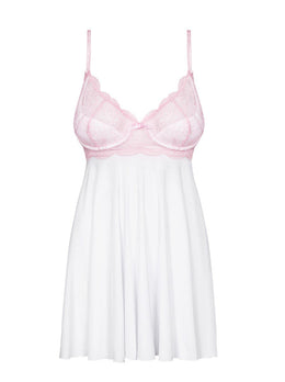 Babydoll con coppe grandi imbottite in pizzo rosa Girlly