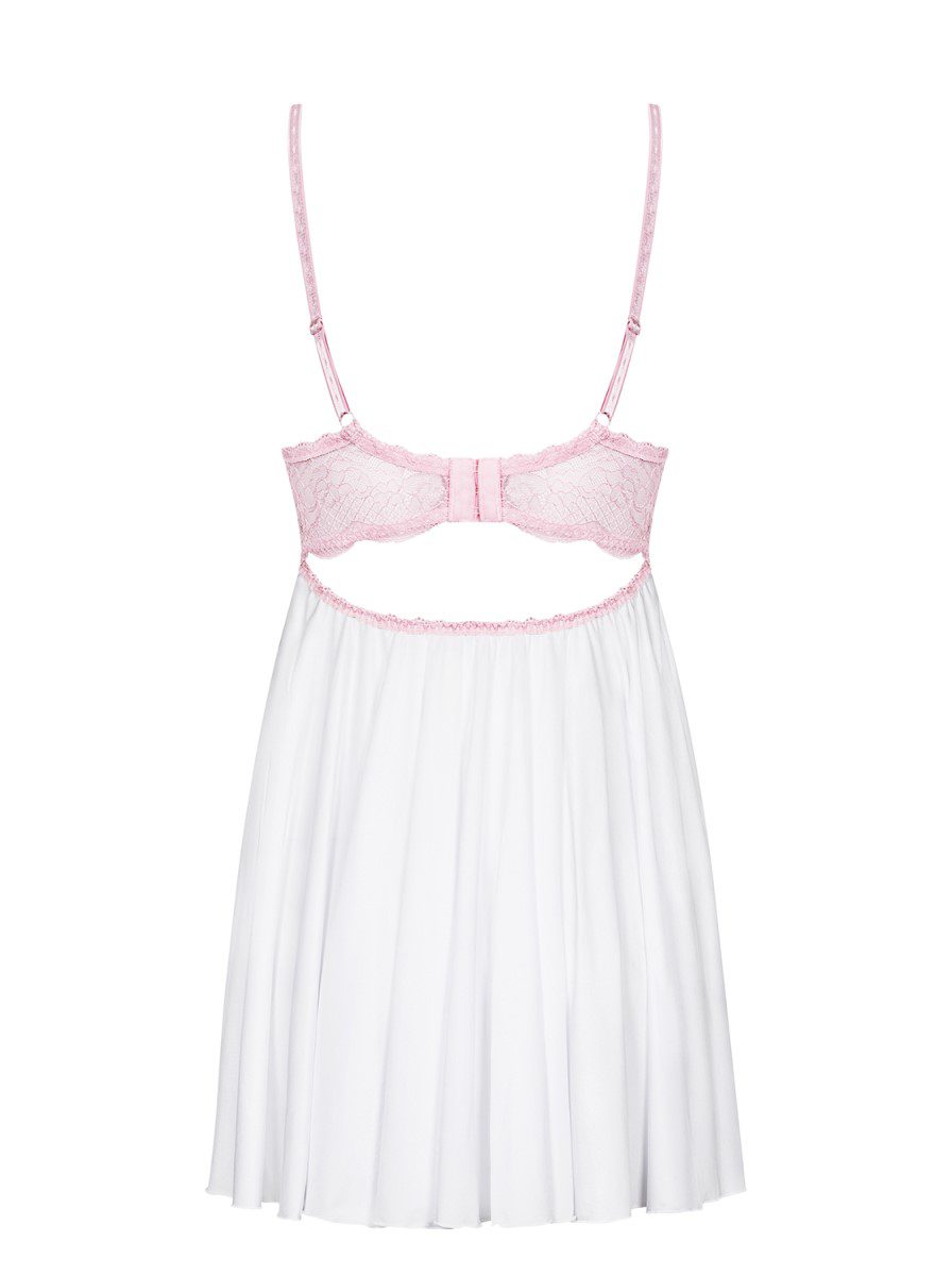 Babydoll con coppe grandi imbottite in pizzo rosa Girlly