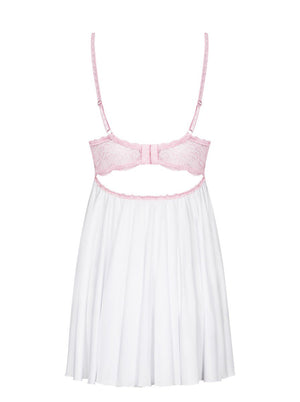 Babydoll con coppe grandi imbottite in pizzo rosa Girlly
