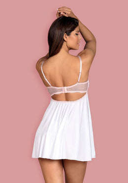 Babydoll con coppe grandi imbottite in pizzo rosa Girlly
