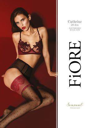 Autoreggenti a pois con balza rossa 20 den Catherine