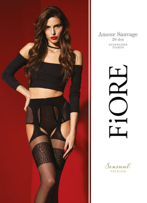 Collant aperto a giarrettiera animalier 20 den Amour Savage