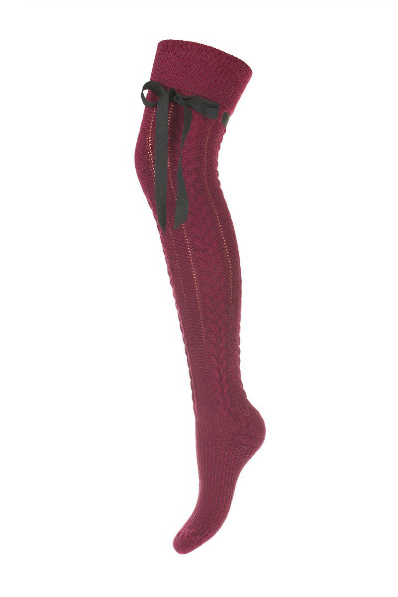Parigine in cotone maglia strutturata a trecce con fiocco