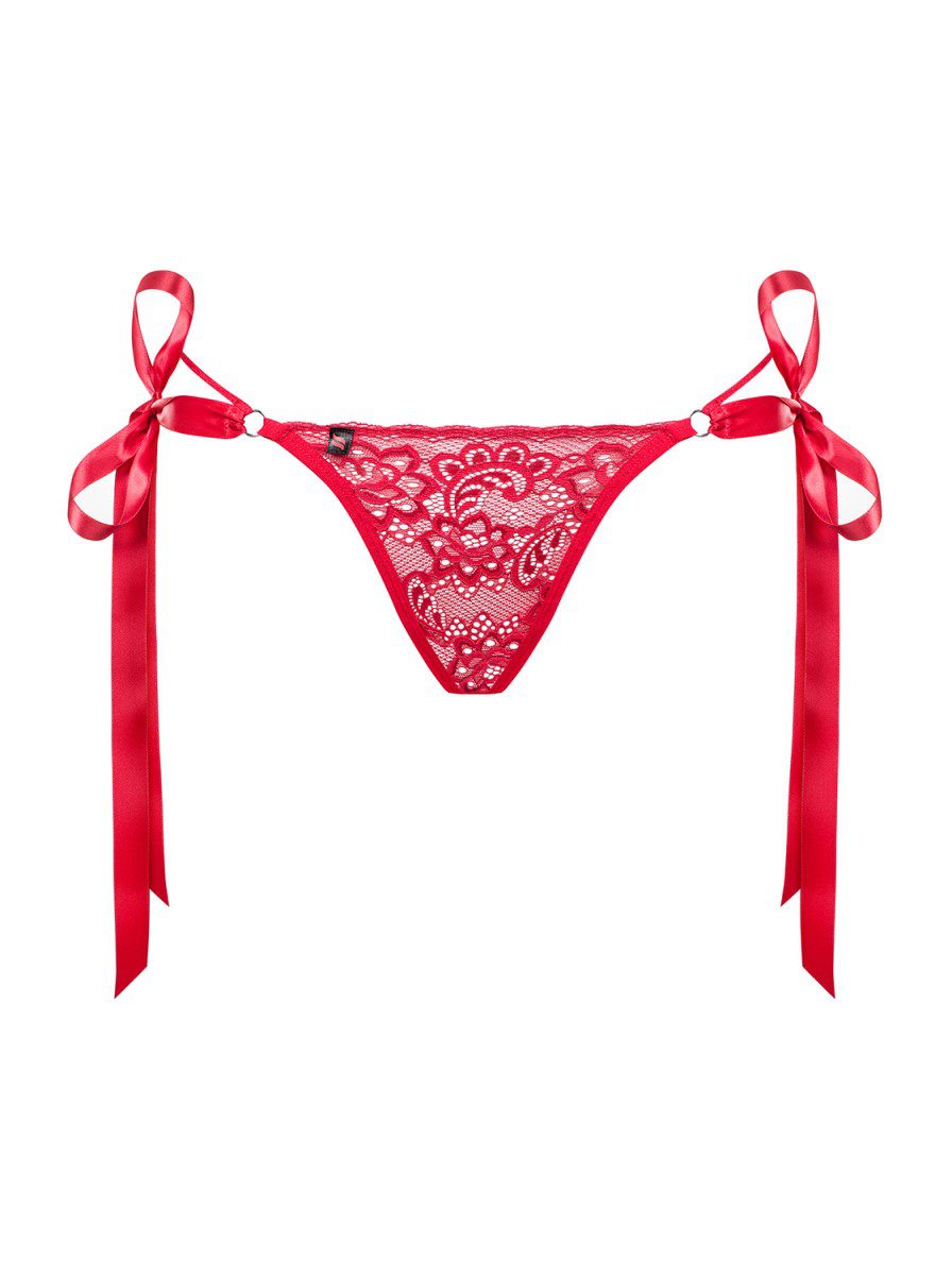 Perizoma rosso in pizzo con fiocchi Lovlea