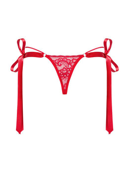 Perizoma rosso in pizzo con fiocchi Lovlea