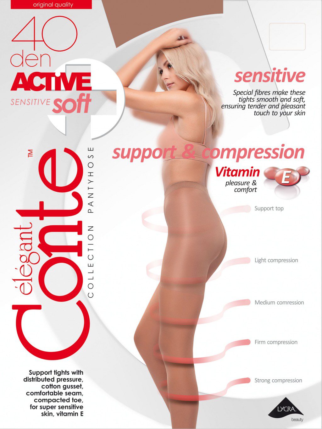 Collant a compressione graduata per pelle sensibile 40 den