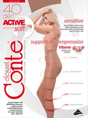 Collant a compressione graduata per pelle sensibile 40 den