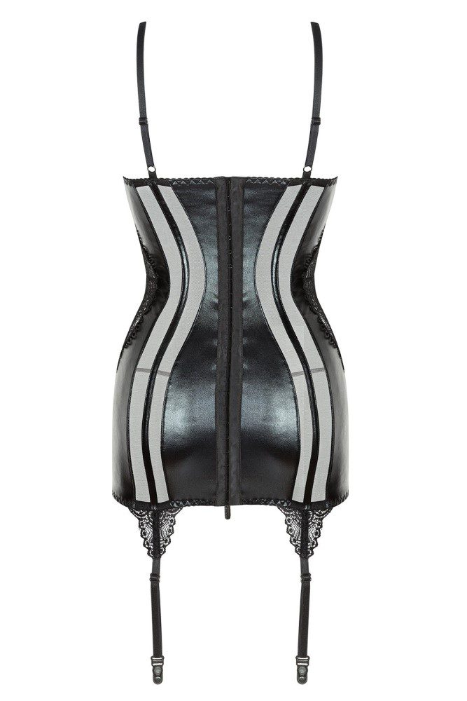Chemise tessuto lucido e pizzo con reggicalze Marilyn