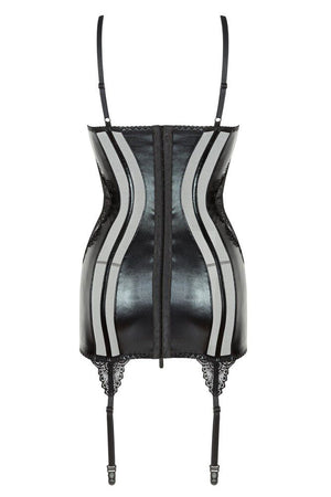 Chemise tessuto lucido e pizzo con reggicalze Marilyn