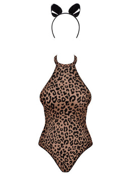 Body leopardato con cerchietto travestimento
