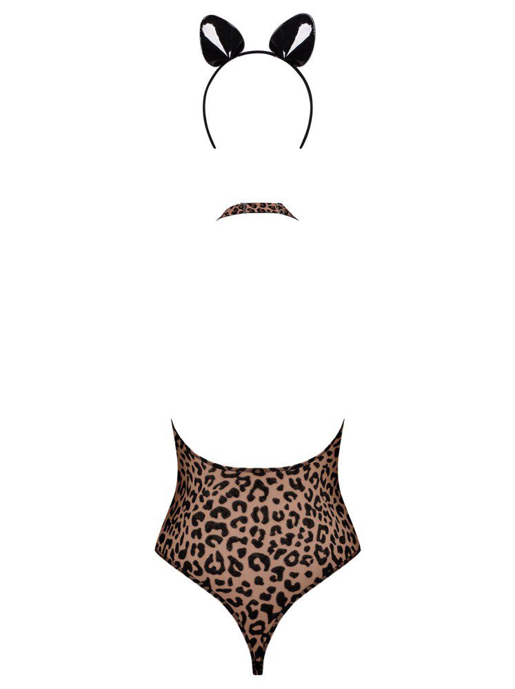 Body leopardato con cerchietto travestimento