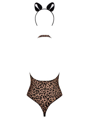 Body leopardato con cerchietto travestimento