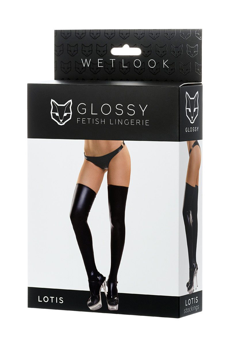 Calze coprenti nere effetto simil pelle Wetlook latex Lotis