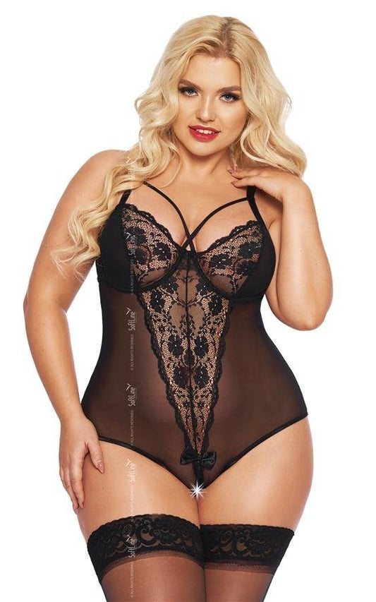Body Plus size in tulle e pizzo nero curvy Amanda