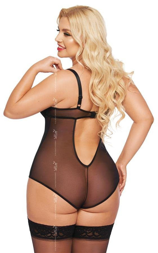 Body Plus size in tulle e pizzo nero curvy Amanda