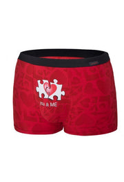 Boxer rosso da uomo in cotone con cuoricino you & me
