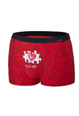 Boxer rosso da uomo in cotone con cuoricino you & me